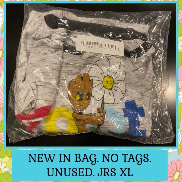 JRS XL NIB FIFTH SUN MARVEL KNIT T SHIRT I AM GROOT ASYM CURVED HEM - Picture 8 of 14